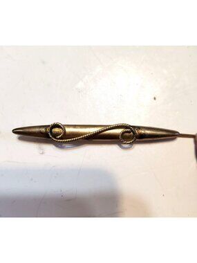 Vintage Gold Tone Bar Pin Brooch With Twisted Rope Design 3 Inches Long